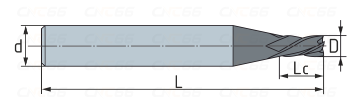 Концевая фреза с плоским торцом 4 зуба, HRC 65, 3х8х4х50L NACO