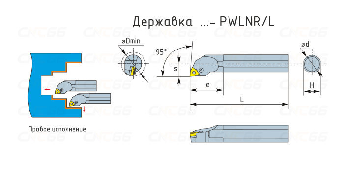 S32U-PWLNR08 Резец токарный (державка) расточной по металлу