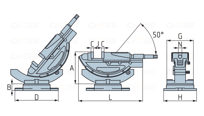 Тиски станочные поворотно-наклоняемые HHY-100