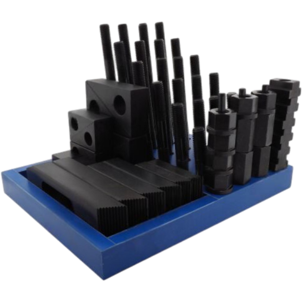 Набор прижимов со шпильками M24 для фрезерного стола с пазом 28 мм, 58 предметов