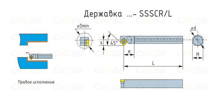 S12M-SSSCR09 Резец токарный (державка) расточной по металлу