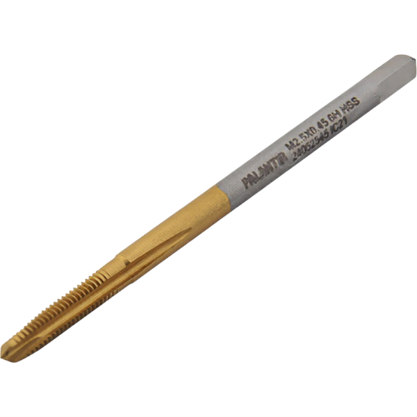 Метчик M2,5x0,45 со спиральной подточкой для сквозных отверстий, с покрытием TiN, DIN371