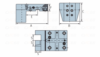 BMT55-C25x30-E50,5 Инструментальный блок для призматических державок (радиальное крепление со смещением, тип C)