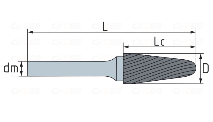Борфреза параболическая F 06х18 M06 насечка по алюминию
