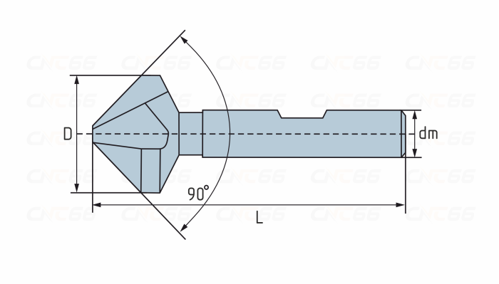 TCHX-303 Зенковка по металлу, HSS, хвостовик Weldon 3/4", 3-40*52*90°