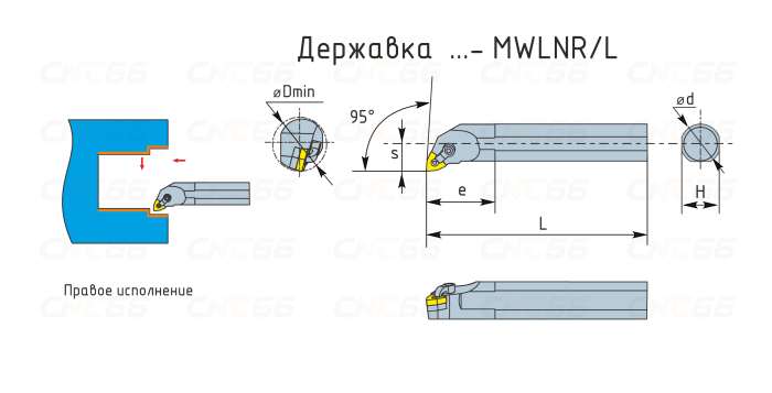 S16Q-MWLNL06 Резец токарный (державка) расточной по металлу