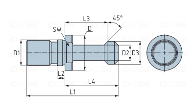 Штревель BT50x45 без отверстия для СОЖ и без уплотнительного кольца CNC66