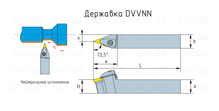 DVVNN2525M16 Резец токарный (державка) по металлу