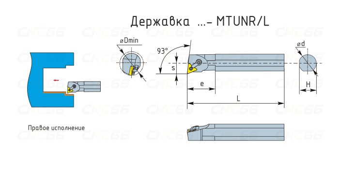 S32S-MTUNR16 Резец токарный (державка) расточной по металлу