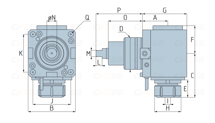 BMT55-DRER25-85-DIN1809 Приводной радиальный (угловой) инструментальный блок