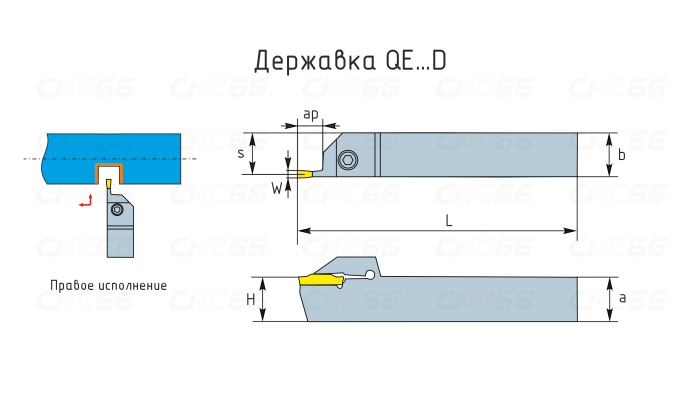 QEHS2525N30 Резец (державка) отрезной/канавочный