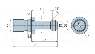 Штревель BT50x45 без отверстия для СОЖ