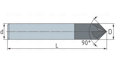 Фреза твердосплавная фасочная 3 зуба, HRC55, 12x25x12x75L-90°