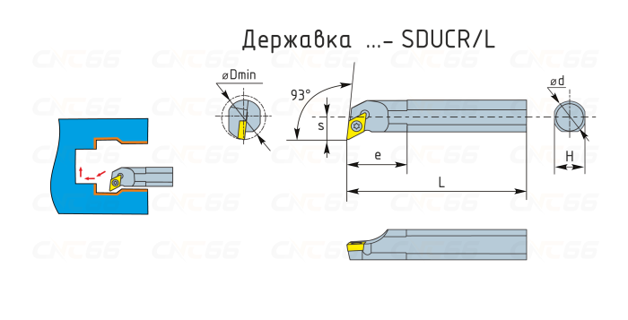 S25R-SDUCL11 Резец токарный (державка) расточной по металлу