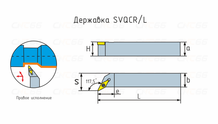 SVQCR2525M16 Резец токарный (державка) по металлу