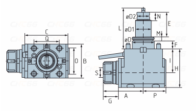 BMT45-90°-SC-N-ER25 Двухсторонний приводной блок для цанг ER25