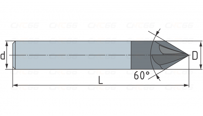 Фреза твердосплавная фасочная 3 зуба, HRC55, 5x12x5x50L-90°