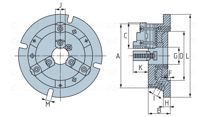 Патрон трехкулачковый самоцентрирующийся для фрезерных ОЦ с ЧПУ VNBK-12