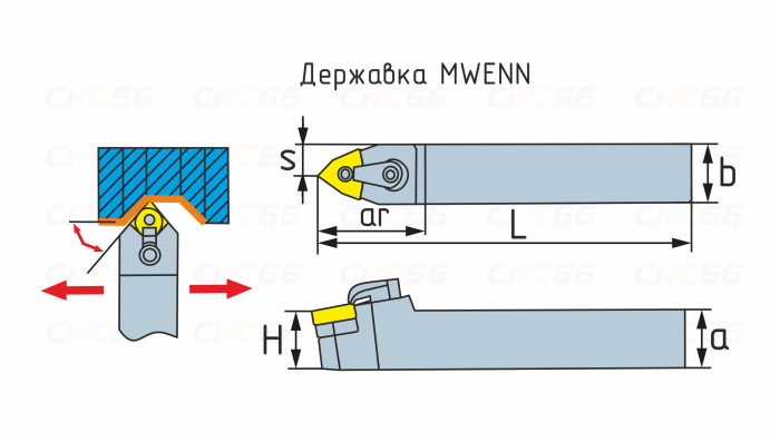 MWENN2525M08 Резец (державка) для наружного точения