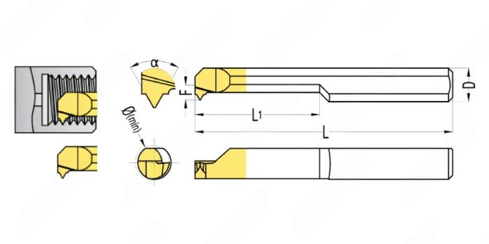 MIR-4-L15-A60-JF610 Мини-резец для нарезания внутренней резьбы неполного профиля